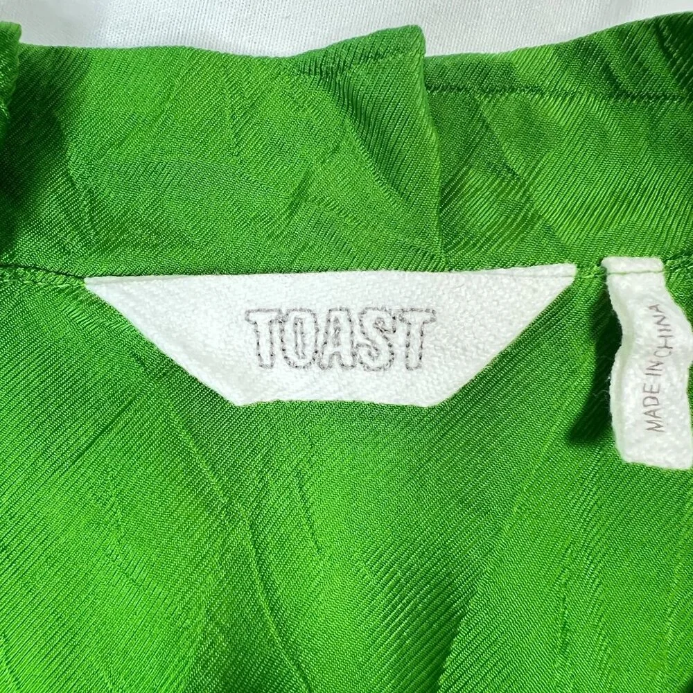 Toast Tiered Crinkle Twill Dress Spruce Green Midi Asymmetric Oversized Medium - Picture 7 of 14